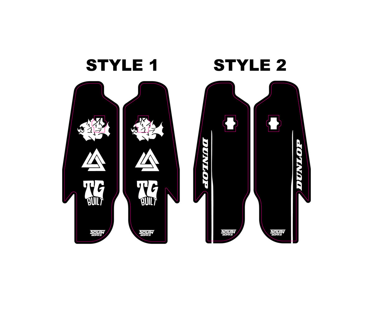 PRE-DESIGNED RFLOXA FORK GUARD DECALS